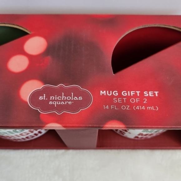 NIB St Nicholas Square Holiday Christmas Mr Bright Mrs Merry Mug Gift Set 14 Oz - Picture 5 of 6